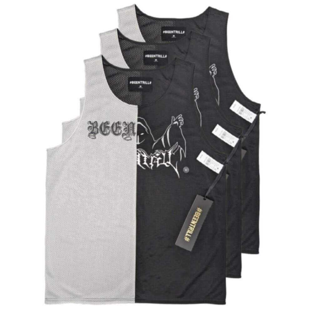 Basketball Men's BeenTrill Jersey Tank Grim Reaper Size S-M Black White NEW